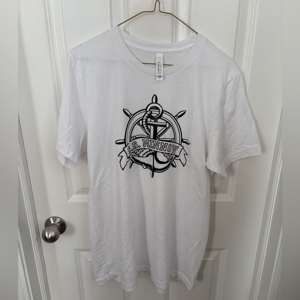 Bella Canvas White Short Sleeve Tee with Black Nautical Graphic